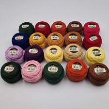 Lot of 20 DMC Perle Cotton Thread Balls, Size 8 Assorted Colors