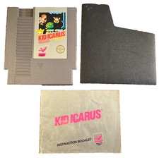 Kid Icarus Nintendo NES 5-Screw Authentic Cartridge W/ Manual & Black Dust Cover