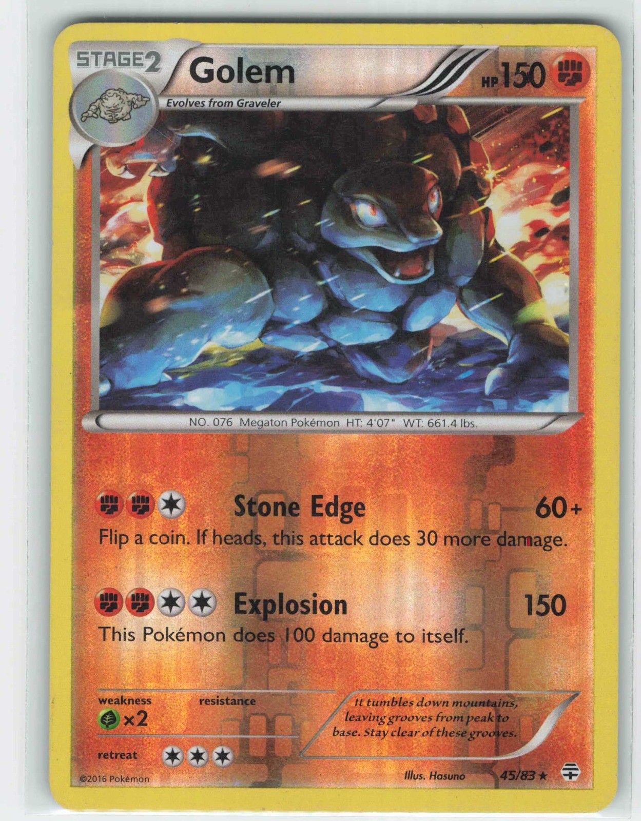 2016 Pokemon, Generations, #45/83 Golem, Reverse Holo Rare HP