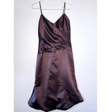 Vera Wang Maids Brown Satin Ruched Spaghetti Strap Dress Size 8