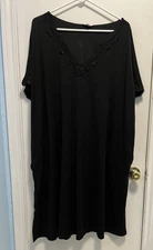 Women's black night shirt with Pockets Secret Treasures 2X 18W-20W