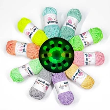 Glow in The Dark Yarn - 10 Pack Baby Colorful (520g/18oz | 550 Yards), Knitti...