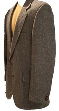 Vtg Haggar Imperial Men's Brown Herringbone 2 Button Wool Sport Coat Size 44L