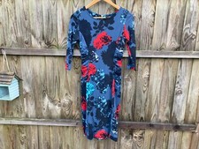PHASE EIGHT FLORAL DRESS UK 10 MEDIUM LONG SLEEVE EVENING ZZ