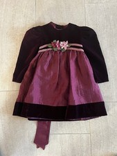 vtg peaches n cream girls 4 T velvet dress With Flower Attached