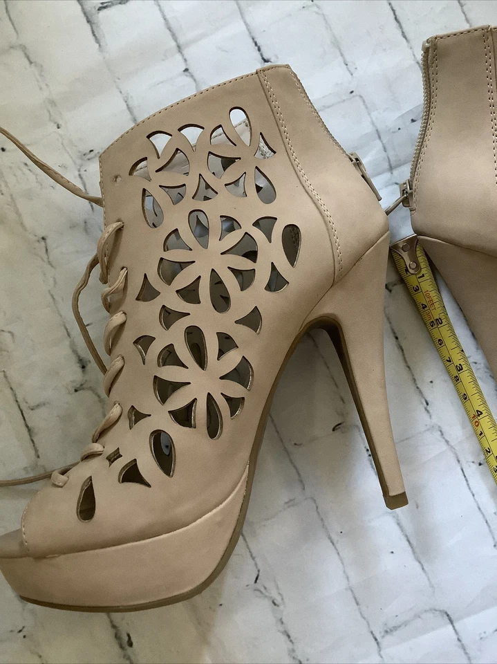 Sandalias de mujer apt 9 tacón gamuza zapato talla 7 desnudo 5” tacón de aguja punta abierta nuevas sin etiquetas Foto 4 de 4