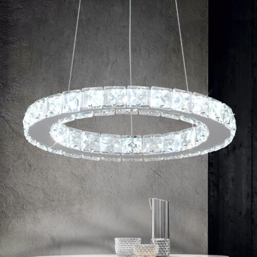 Crystal Ring Chandelier Modern Ceiling Light Pendant Light Living Room Kitchen - Picture 9 of 12