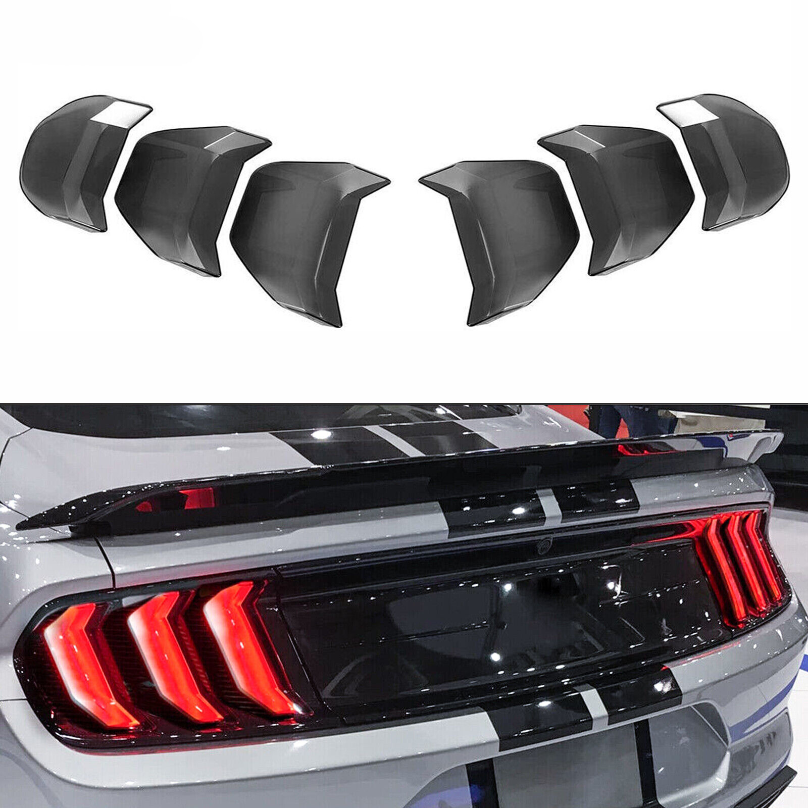 Smoked Tail Light Cover Guard Trim For Ford Mustang 2018-2022 Black
