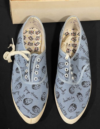 RARE NICE IN BOX BEATLES 1964 WING DINGS SNEAKERS TENNIS SHOES BLUE COLOR 3M - Picture 8 of 10