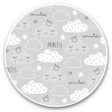2 x Vinyl Stickers 20cm (bw) - Pretty Pink Princess Clouds Girls #42291