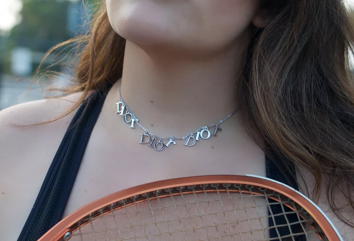 DIOR Vintage Triple Logo Letter Charms Necklace Choker