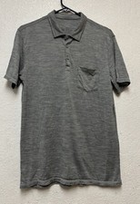 Woolly Clothing Co Shirt Men's Gray Polo Merino Wool Light 150 Sz M FLAWS