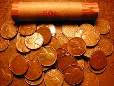 1954-S LINCOLN WHEAT CENT ROLL, nice condition!