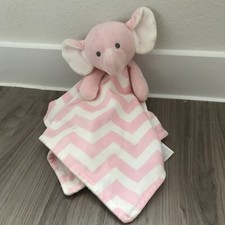 Carter's Plush Elephant Pink  White Chevron Zig Zag Security Blanket Lovey