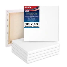 6 Pack of U.S. Art Supply 18" x 18" Acrylic Primed Cotton Stretched Canvas