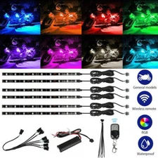6x Motorcycle RGB LED Neon Under Glow Lights Strip Kit For BMW Honda Suzuki