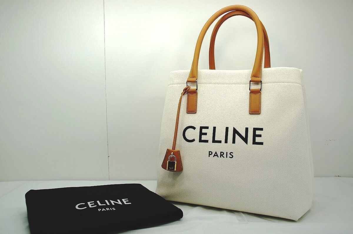 CELINE Tote Bag logo Canvas