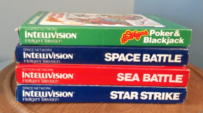 Lot Of 4 Intellivision Games: (Star Strike, Poker, Sea Battle, Space Battle)...