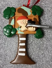 Personalized Male Hunter in Tree Rifle Gun Christmas Tree Ornament Holiday