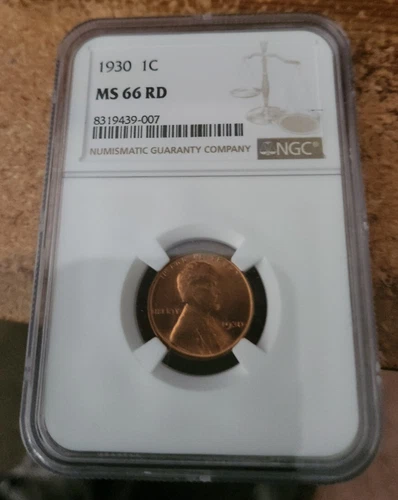 1930 uncirculated Lincoln wheat cent NGC MS 66 RD (007)