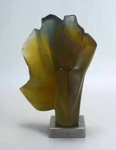 Daum France Small Sitting Cat Crystal Figurine / Sculpture Signed