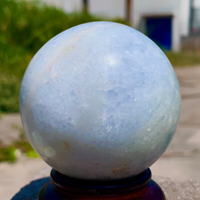 388G Natural beautiful Blue Lux Quartz Crystal Energy Healing Ball Healing