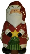 Santa Cookie Jar Christmas Tree Star Holiday Decorations 12" Red Green Yellow