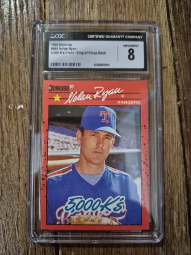 1990 Donruss - 5000 K's front with King of Kings back #665 Nolan Ryan Cgc 8