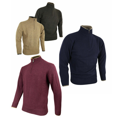 Jack Pyke Ashcombe - Maglione con Zip - in 100% Lana di Agnello - Blu Navy - S