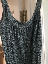 Ann Taylor Loft Womens Dress Navy Blue Turquoise Print Sleeveless Size 4 EUC