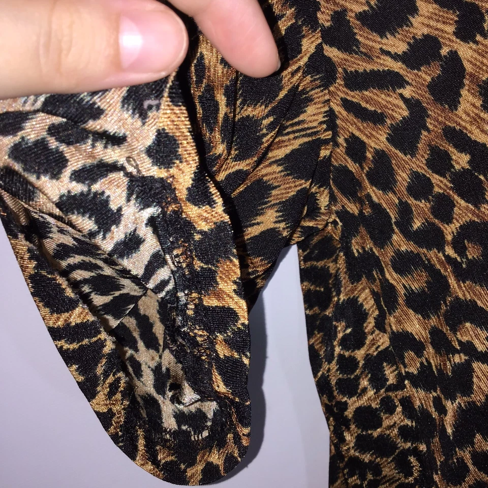 Túnica Jostar para mujer ajustada elástica tejida talla S/M tostada negra con estampado de leopardo Foto 4 de 4