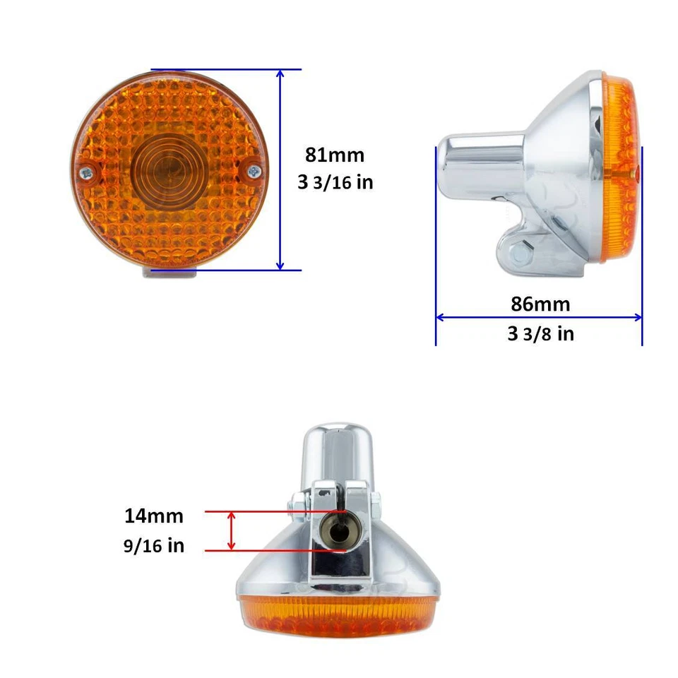 Amber Retro For Kawasaki Police KZ 1000 78-05 2x Front Rear Turn Signal Marker - Image 2 of 4