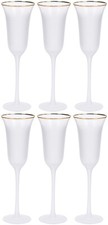 Set Of 6 Champagne Glasses Flutes 200ml Elegant Prosecco Drinking Glass Gold RIm