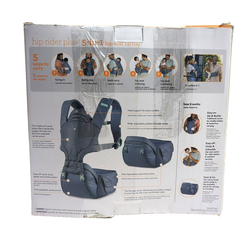 Infantino Hip Rider Plus 5-in-1 Baby Carrier Convertible Hip Seat Carrier, Gray - Picture 3 of 3