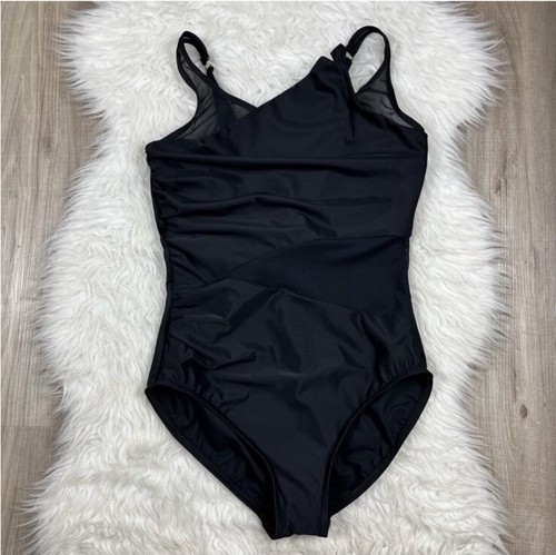 Miraclesuit Azura Sheer Mesh Panel Slimming Swimsuit Size 8 Black - Picture 2 of 10