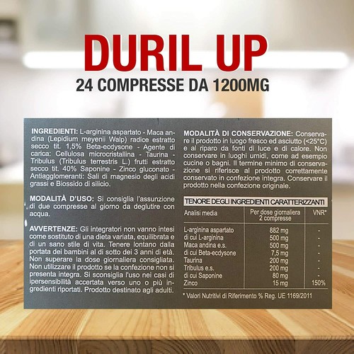 Duril Up, Maca Andina, Tribulus Terrestris, Taurina e L-arginina | 24 compresse - Foto 6 di 6