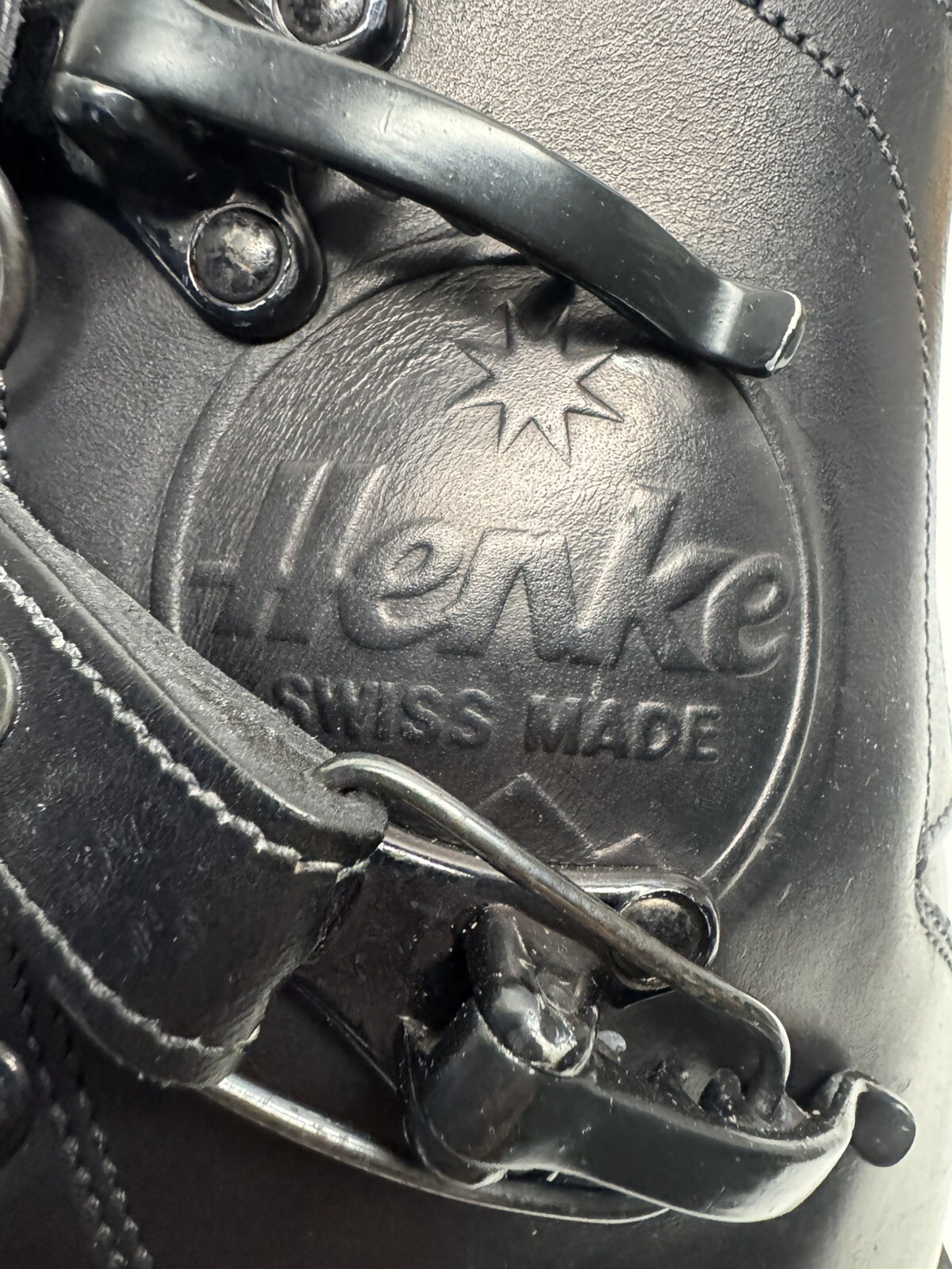 SALOMON Scarponi da sci vintage NOS Hanke in pelle nera Appr 10 5 uomo Swiss Made