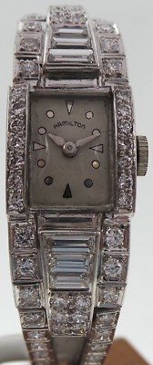 Vintage Ladies Hamilton watch Platinum set with Diamonds Art  display picture 3