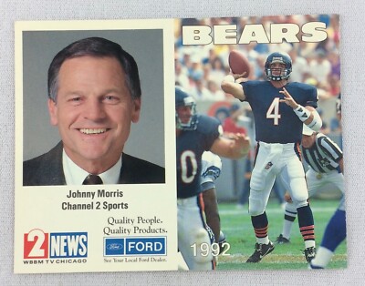 NFL 1992 Chicago Bears UNFOLDED Pocket Football Schedule-Johnny Morris