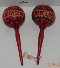 Pair of Handmade maracas Green Brown Music Shakers Belize