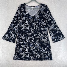 White House Black Market Dress Womens Medium Black Floral Print 3/4 Sleeve