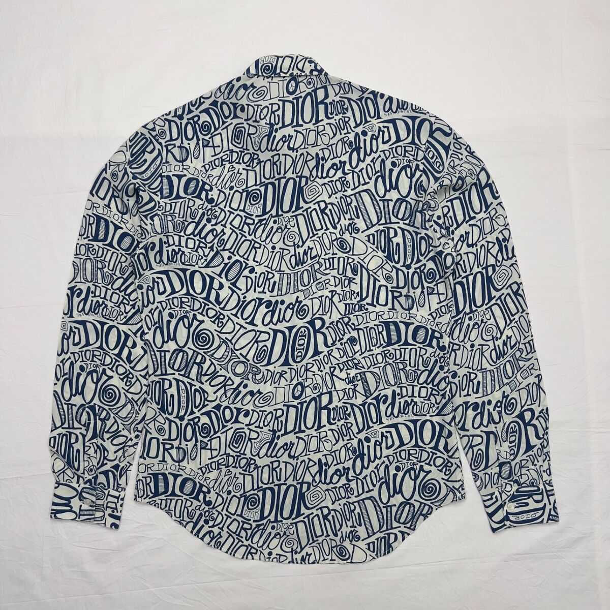 Dior x Shawn Stussy White & Blue Swirl Logo Printed Shirt Dior x Shawn Stussy White & Blue Swirl Logo Printed Shirt