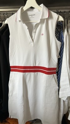 Calvin Klein Golf Damen Polokleid ärmellos weiß/rot gestreift EU 38