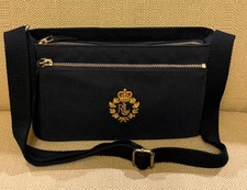 Lauren Ralph Lauren Polo Small Black Nylon Crossbody Bag Gold Logo Crest Adjust