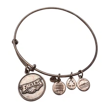Alex and Ani 20173 Silver Tone NFL Eagles Charm Bangle Bracelet Adjustable