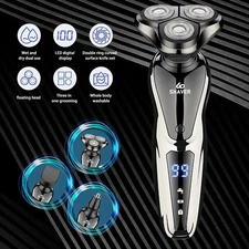 Men Wet/Dry Electric Shaver Trimmer Rotary Razor Beard Shaving USB Rechargeable