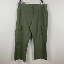 Aeropostale Utility Cargo Pants Size XXL Green Wide Leg Cotton High Rise