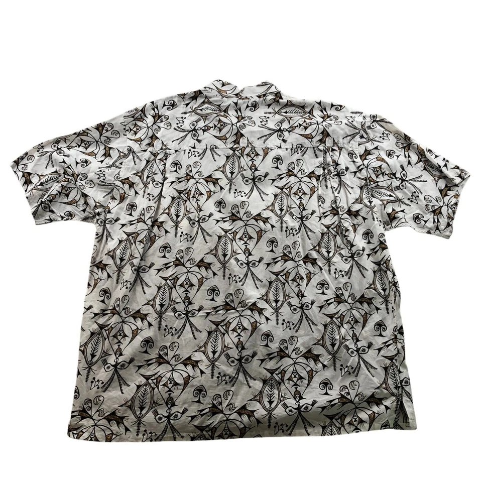 Axis 经典男式夏威夷衬衫 XL 码短袖印花白色黑色 — 第 2/4 张图片