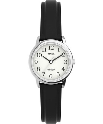 Timex Women's Wristwatch Easy Reader Leather Strap Silver/Red TW2P68700JT