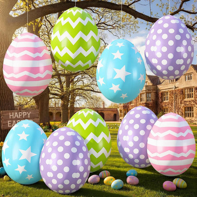 Inflatable Easter Egg Decorations 24in Large Colorful Eggs 12 Pack